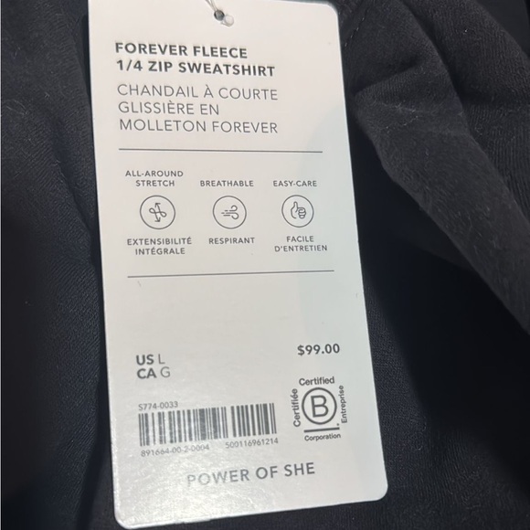 Athleta Forever Fleece 1/4 Zip Sweatshirt // Black - Picture 12 of 13